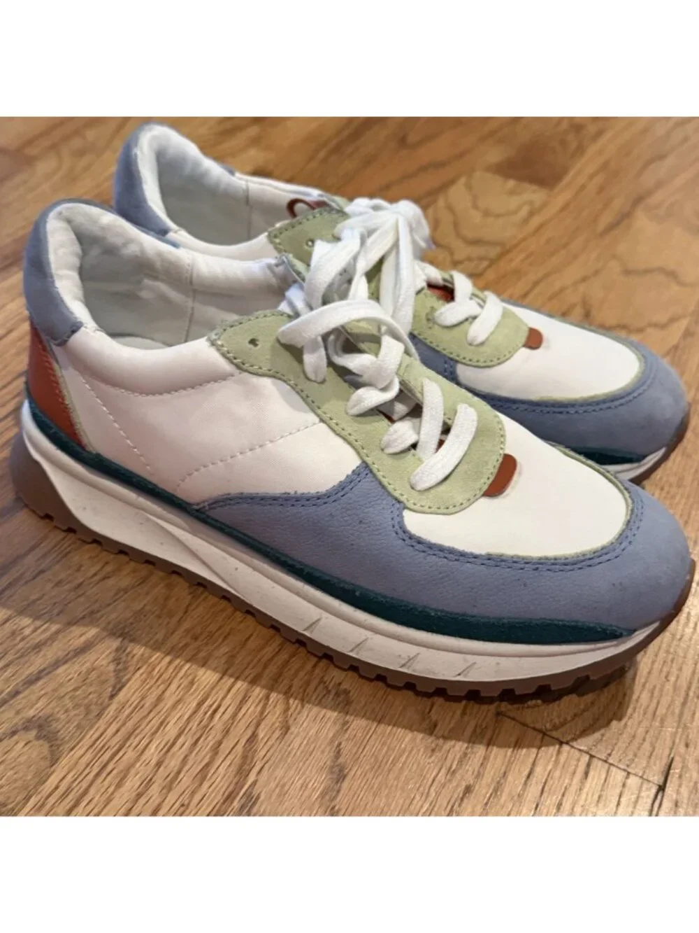 Madewell MWL Womens 7 Sneakers Colorblock Blue Green White Orange Retro Inspired